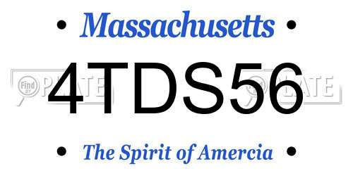 4TDS56 Massachusetts License Plate
