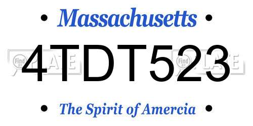 4TDT523 Massachusetts License Plate