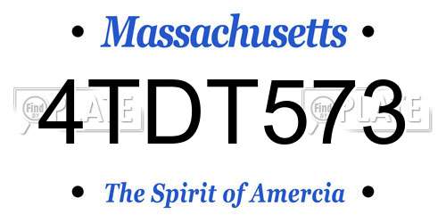 4TDT573 Massachusetts License Plate