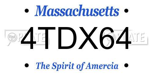 4TDX64 Massachusetts License Plate