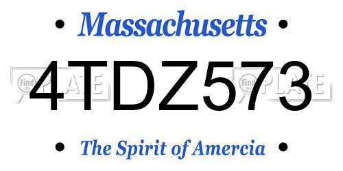 4TDZ573 Massachusetts License Plate