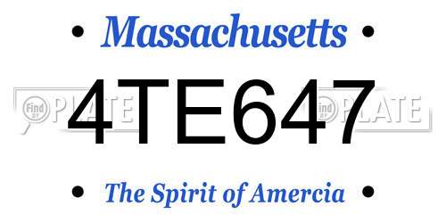 4TE647 Massachusetts License Plate