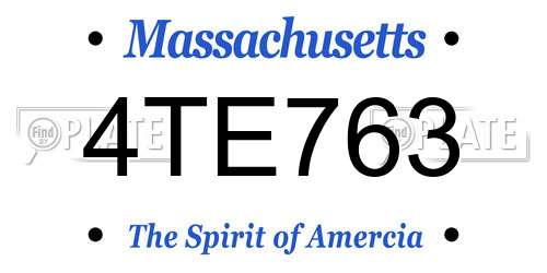 4TE763 Massachusetts License Plate