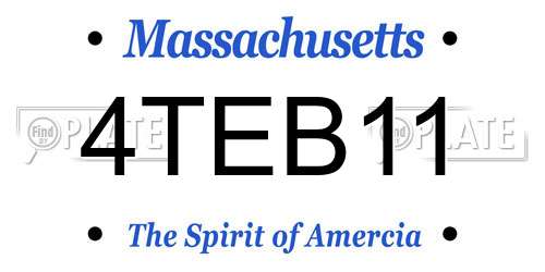 4TEB11 Massachusetts License Plate