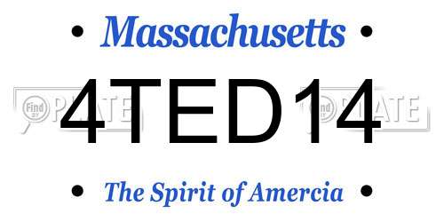 4TED14 Massachusetts License Plate