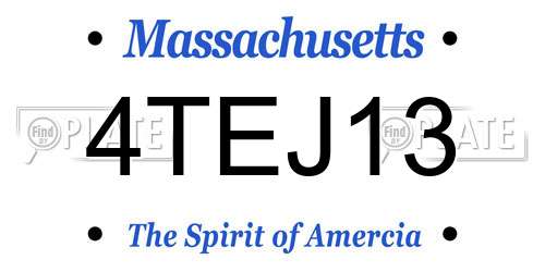 4TEJ13 Massachusetts License Plate