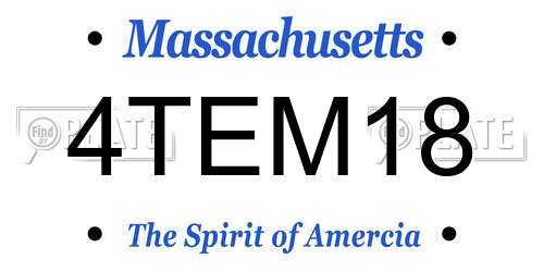 4TEM18 Massachusetts License Plate
