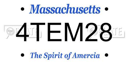 4TEM28 Massachusetts License Plate