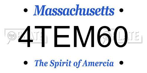 4TEM60 Massachusetts License Plate