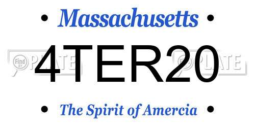 4TER20 Massachusetts License Plate