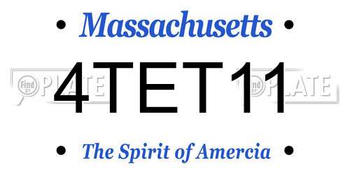 4TET11 Massachusetts License Plate
