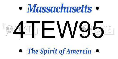 4TEW95 Massachusetts License Plate