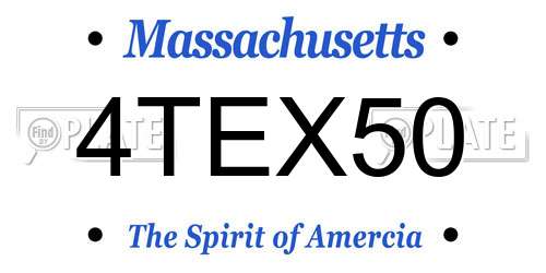 4TEX50 Massachusetts License Plate
