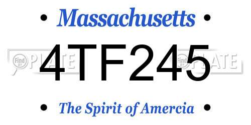 4TF245 Massachusetts License Plate