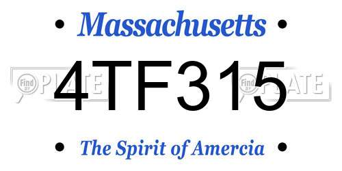 4TF315 Massachusetts License Plate