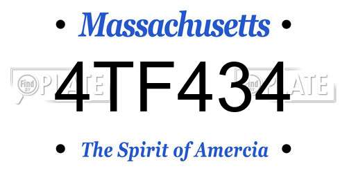 4TF434 Massachusetts License Plate