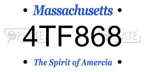 4TF868 Massachusetts License Plate