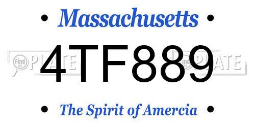 4TF889 Massachusetts License Plate