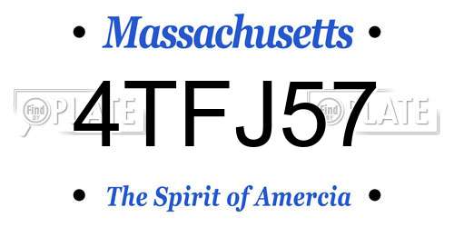 4TFJ57 Massachusetts License Plate