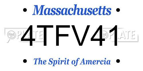 4TFV41 Massachusetts License Plate
