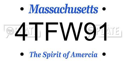 4TFW91 Massachusetts License Plate