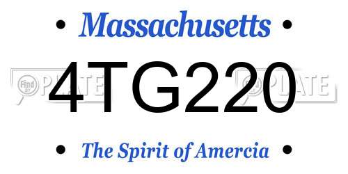 4TG220 Massachusetts License Plate