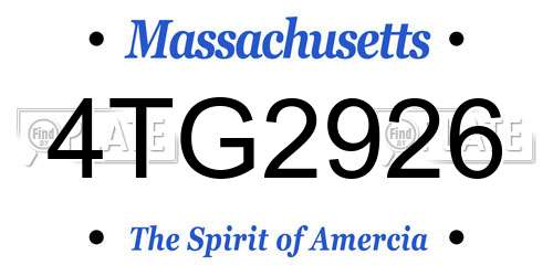 4TG2926 Massachusetts License Plate