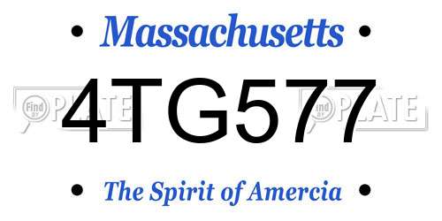 4TG577 Massachusetts License Plate