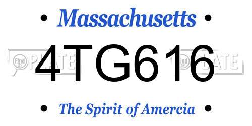 4TG616 Massachusetts License Plate