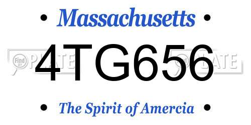 4TG656 Massachusetts License Plate