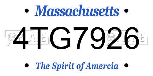 4TG7926 Massachusetts License Plate