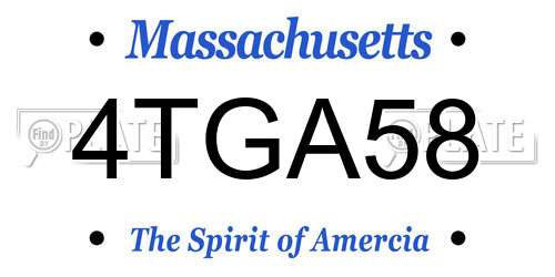 4TGA58 Massachusetts License Plate