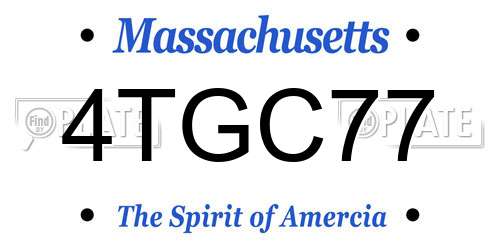 4TGC77 Massachusetts License Plate