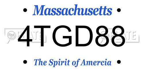 4TGD88 Massachusetts License Plate