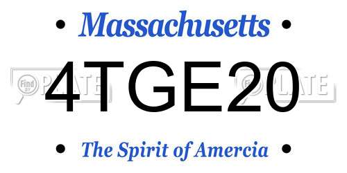 4TGE20 Massachusetts License Plate
