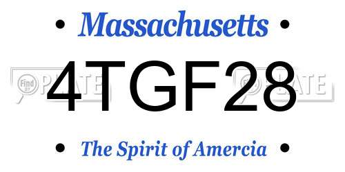 4TGF28 Massachusetts License Plate