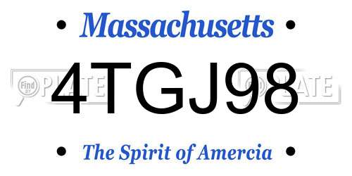4TGJ98 Massachusetts License Plate