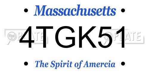 4TGK51 Massachusetts License Plate