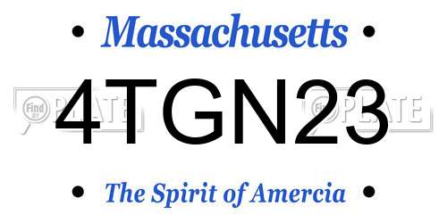 4TGN23 Massachusetts License Plate