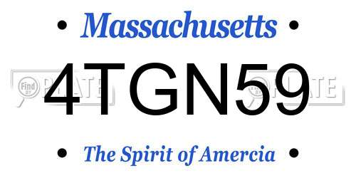 4TGN59 Massachusetts License Plate