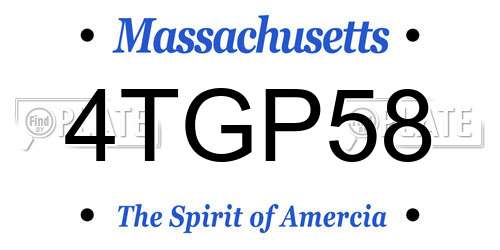 4TGP58 Massachusetts License Plate