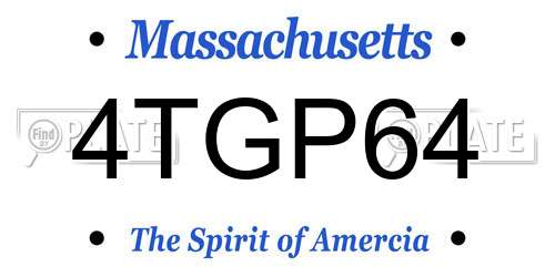 4TGP64 Massachusetts License Plate