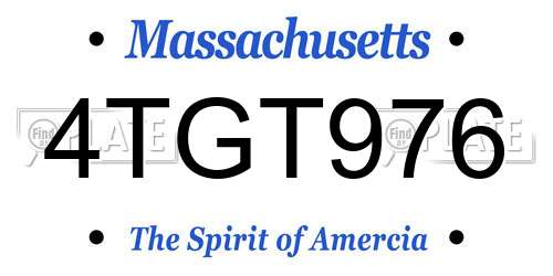 4TGT976 Massachusetts License Plate
