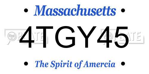 4TGY45 Massachusetts License Plate