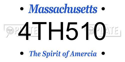 4TH510 Massachusetts License Plate