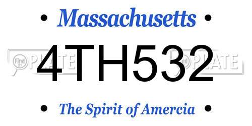 4TH532 Massachusetts License Plate