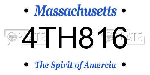 4TH816 Massachusetts License Plate