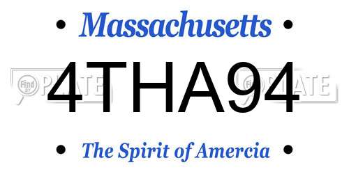 4THA94 Massachusetts License Plate