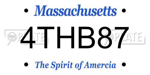 4THB87 Massachusetts License Plate