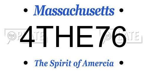 4THE76 Massachusetts License Plate
